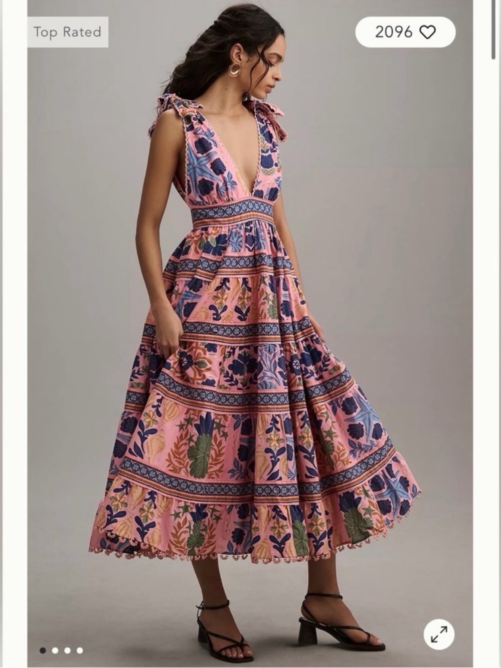 Farm Rio Seashell Tapestry Sleeveless Midi Dress size large